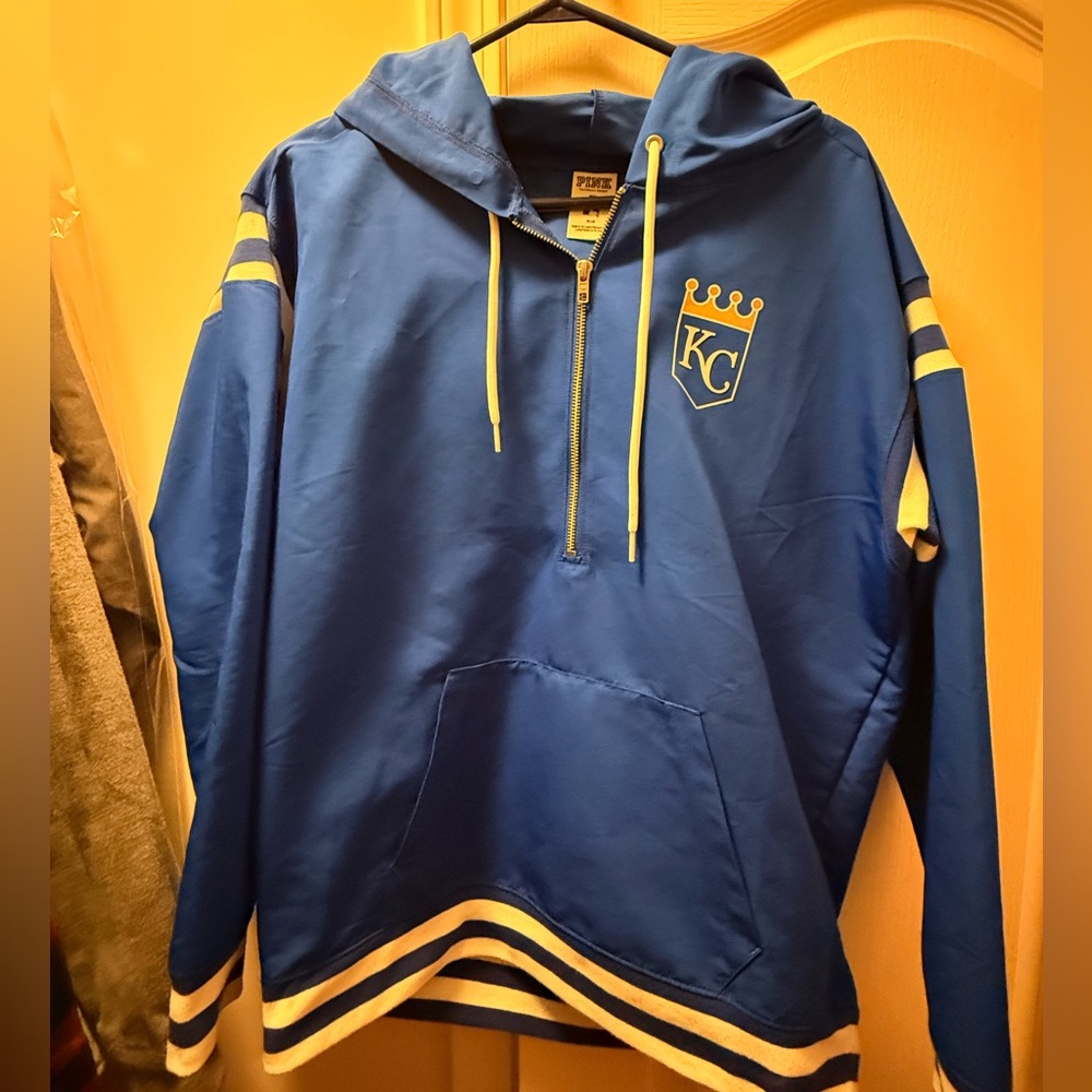 PINK Victoria's Secret Blue Half-Zip Hoodie